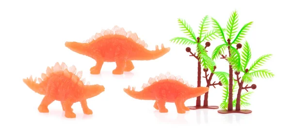 Beyaz Zemin Üzerinde Izole Edilmiş Plastikten Yapılmış Dinozor Ankylosaurus Koleksiyonu — Stok fotoğraf