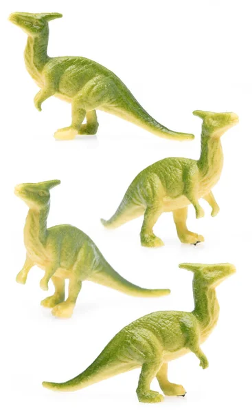 Coleção Parasaurolophus Feita Plástico Brinquedo Dinossauro Isolado Fundo Branco — Fotografia de Stock