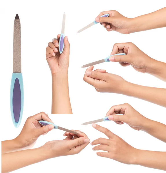 Kolekcja Manicure Ręce Paznokci Plik Izolowane Białym Tle — Zdjęcie stockowe