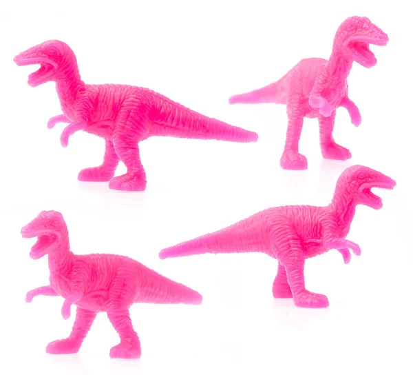 Inzameling Van Tyrannosaurus Rex Gemaakt Van Kunststof Dinosaurus Speelgoed Geïsoleerd — Stockfoto