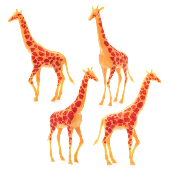 Coleção Brinquedo Girafa Isolado Fundo Branco — Fotografia de Stock