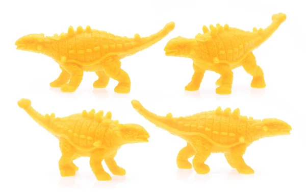 Collection Dinosaures Ankylosaure Plastique Jouet Dinosaure Isolé Sur Fond Blanc — Photo