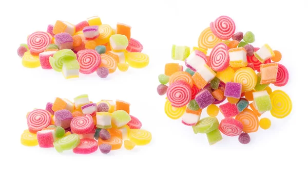 Kolekcja Kolorowe Owoce Galaretki Cukierki Izolowane Białym Tle — Zdjęcie stockowe