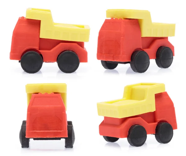 Collection Rubber Eraser Fire Truck Isolated White Background — Stock Photo, Image