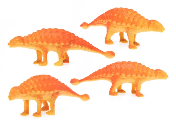 Coleção Dinossauro Ankylosaurus Feita Plástico Brinquedo Dinossauro Isolado Fundo Branco — Fotografia de Stock