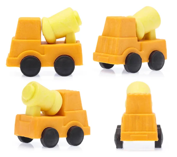 Collection Rubber Toy Truck Concrete Mixe Isolated White Background — Stock Photo, Image