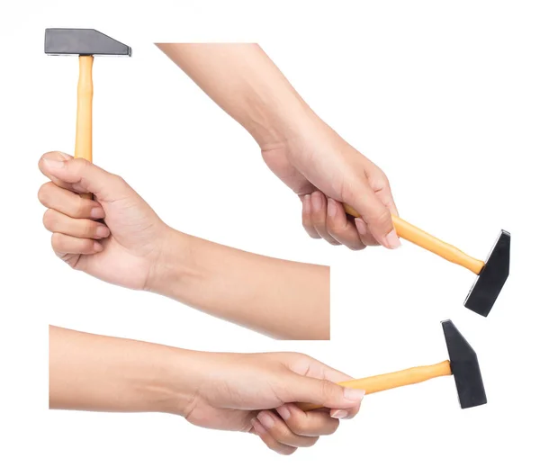 Collection Hand Holding Hammer Isolated White Background — Stock Photo, Image