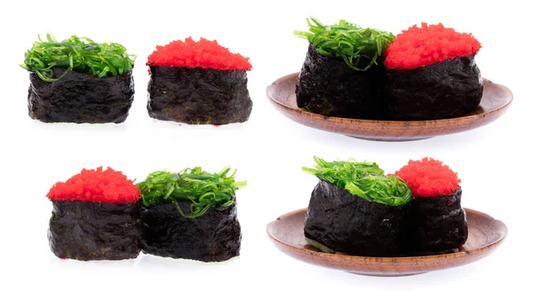 Kolekcja Sushi Rolki Danie Izolowane Białym Tle — Zdjęcie stockowe
