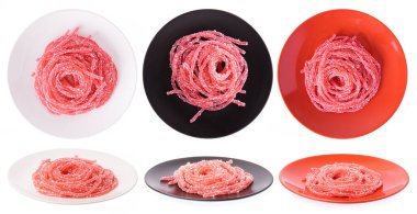 Jöle tatlısı seti, beyaz arka planda izole edilmiş, şekerli tatlı..