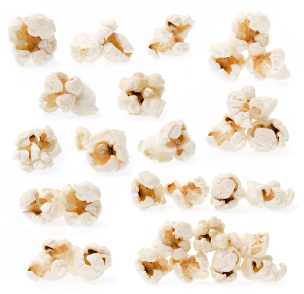 Samling Popcorn Isolerad Vit Bakgrund — Stockfoto