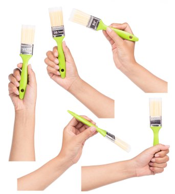 Beyaz arkaplanda izole edilmiş el fırçası seti.