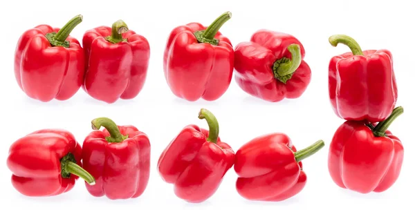 Colección Pimiento Rojo Dulce Aislado Sobre Fondo Blanco — Foto de Stock