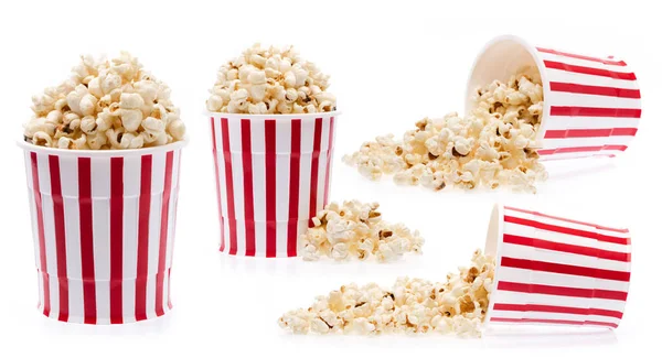 Uppsättning Popcorn Isolerad Vit Bakgrund — Stockfoto
