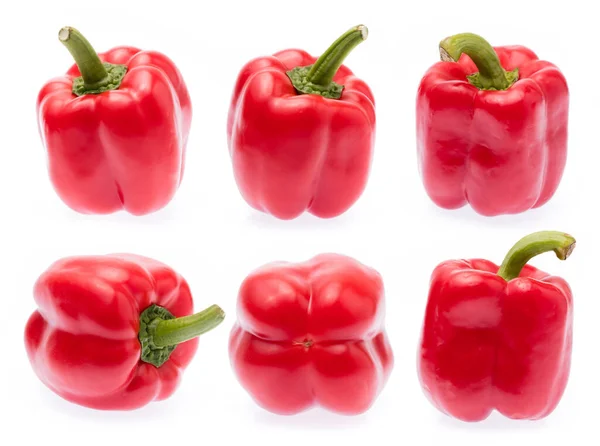 Collectie Van Sweet Red Bell Pepper Geïsoleerd Witte Achtergrond — Stockfoto