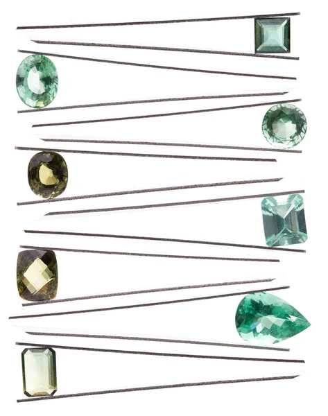 Set Pietre Smeraldo Isolate Sfondo Bianco — Foto Stock