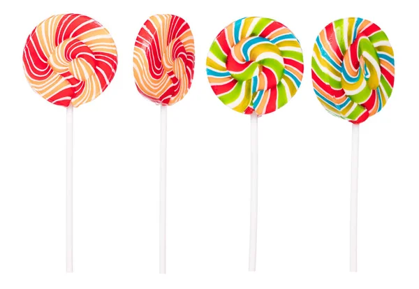 Set Colorful Spiral Lollipops Isolated White Background — Stock Photo, Image