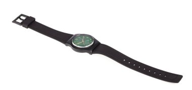 Kol İzleme siyah kayışı beyaz arkaplanda izole edildi.