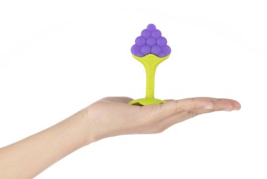 Silikon Bebek Teether Çocuk Isırık Oyuncakları Beyaz arka planda izole edilmiş