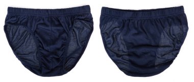 Beyaz arkaplanda izole edilmiş erkek iç çamaşırı seti.