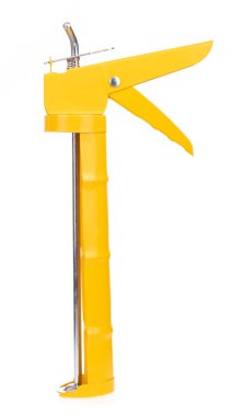 Beyaz arkaplanda izole edilmiş silikon yapıştırıcı silahı aracı.