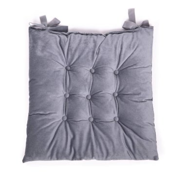 Beyaz arkaplanda izole edilmiş gri koltuk minderi.