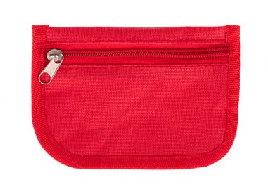 Kırmızı Küçük Para Çantası beyaz arkaplanda izole edildi.