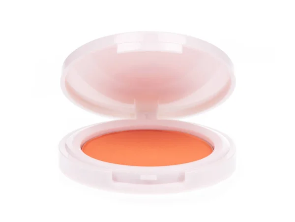 Rund Orange Kind Blush Kosmetik Produkt Isoleret Hvid Baggrund - Stock-foto