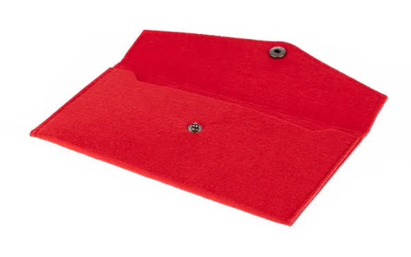 Červená Tkanina Peněženka Izolované Bílém Pozadí — Stock fotografie