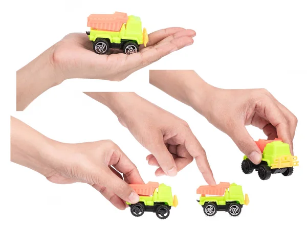 Colección Mano Toy Car Construcción Aislada Sobre Fondo Blanco — Foto de Stock