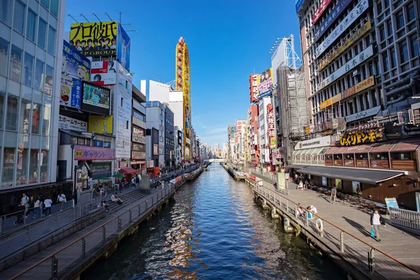 Osaka Japan Maj 2019 Tombori River Walk Dotonbori Shopping Dining — Stockfoto