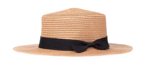 Beyaz Arka Planda Siyah Kumaşla Kaplı Geniş Kenarlı Şapka — Stok fotoğraf