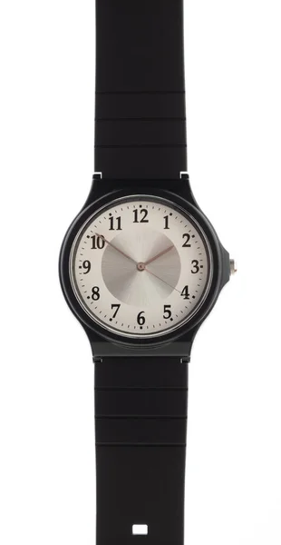 Klassische Uhr Schwarz Isoliert Auf Weißem Hintergrund — Stockfoto