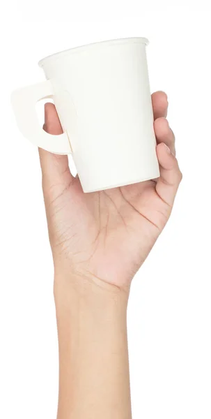 Tazza Carta Con Manico Isolato Sfondo Bianco — Foto Stock