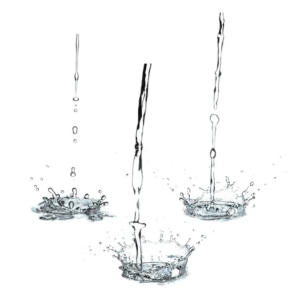 Coleta Fluxo Água Isolado Fundo Branco — Fotografia de Stock