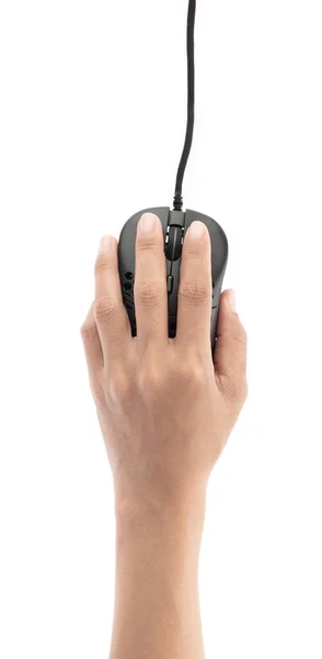 Computador Mouse Preto Isolado Fundo Branco — Fotografia de Stock