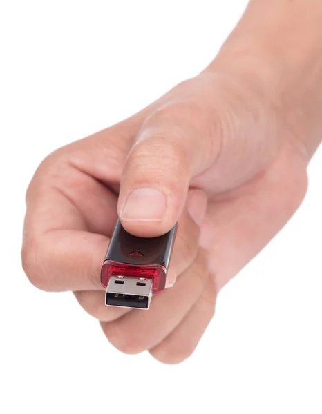 Рука Держа Usb Flash Drive Изолированы Белом Фоне — стоковое фото