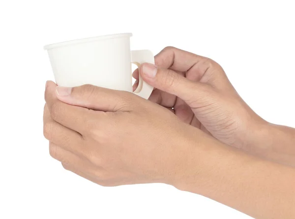 Tazza Carta Con Manico Isolato Sfondo Bianco — Foto Stock