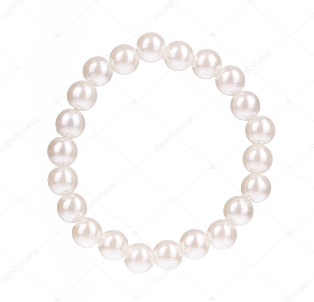 Pearl bracelet isolated on a white background.