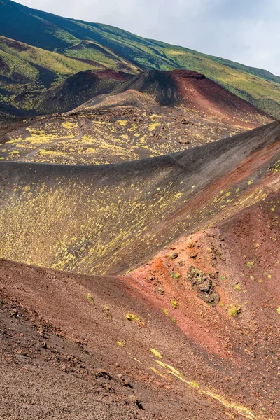 Vulkanisch landschap van de Etna en zijn typische vegetatie, Sicilië — Stockfoto