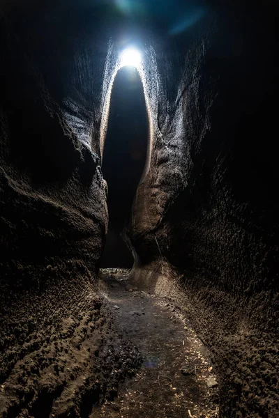 View from inside of Serracozzo volcanic cave on mount Etna, Italy — Stock Photo, Image