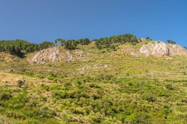 Catafurco şelalesi yakınlarındaki Nebrodi parkında tipik Sicilya manzarası.