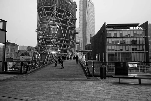 Streets Place Milano Lockdown November 2020 Gae Aulenti Square — Stock Photo, Image