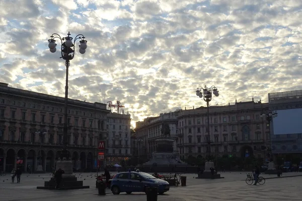 Velkolepý Západ Slunce Miláně Listopadu 2020 — Stock fotografie