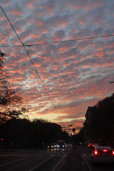 Uno Spettacolare Tramonto Milano Novembre 2020 — Foto Stock