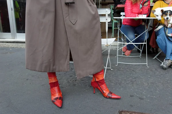 Milaan 2021Enkele Foto Van Recente Modeweek Die Eindigde Schoenen Laarzen — Stockfoto