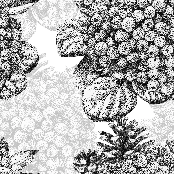 Modello senza cuciture con diverse piante disegnate a mano con inchiostro — Foto Stock