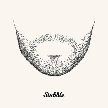 Male stubble. Simple linear Illustration with fashionable men hairstyle. Contour vector background with isolated element for barber shop decor, prints, t-shirts, posters clipart