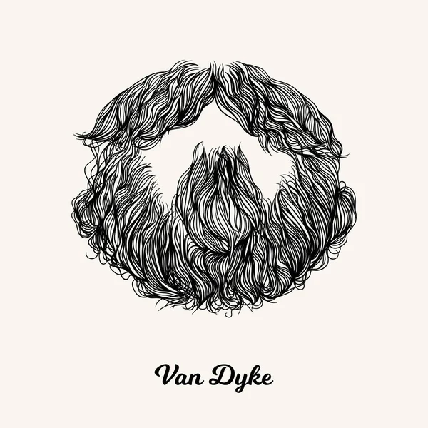 Barba Van Dyke Bigote Ilustración Lineal Simple Con Peinado Moda — Archivo Imágenes Vectoriales