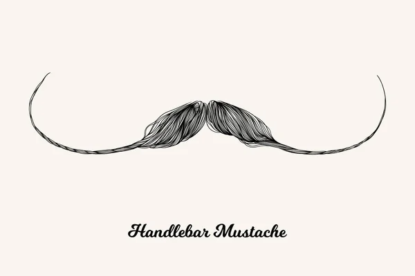 Bigode Guiador Ilustração Linear Simples Com Penteado Homens Moda Contorno —  Vetores de Stock