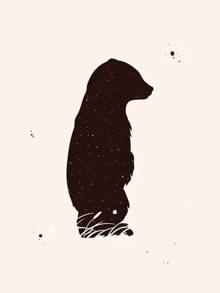 赤ちゃん熊のシルエット 動物の形 — ストックベクタ